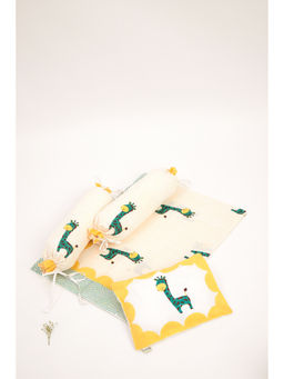Masaya - Giraffe Yellow Pure Cotton Cot Set (Pack of 4) for 0-2 Years