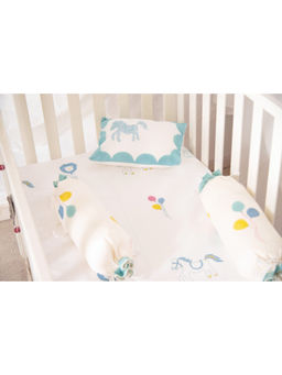 Masaya - Circus Teal Pure Cotton Cot Set (Pack of 4) for 0-2 Years