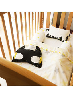 Masaya - Superbaby Black Pure Cotton Cot Set with Dohar (Set of 5) for 0-2 Years