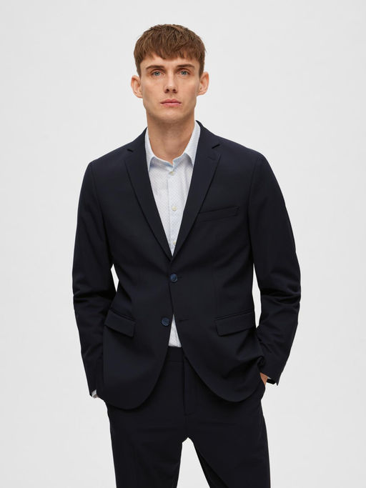 Selected Men Navy Blue Viscose Blend Formal Blazer