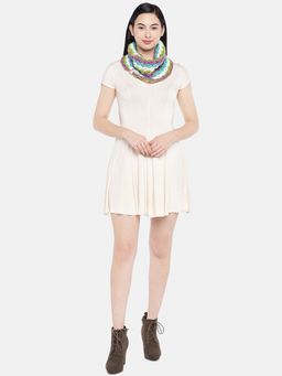 Magic Needles - Women Multi-Color Self Design Shell Stitch Handmade Neckwarmer