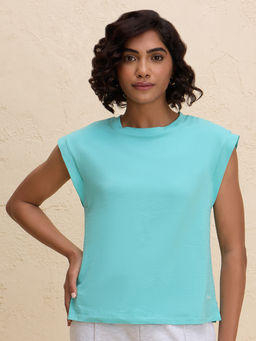 Nykd by Nykaa - Extended Shoulder Cotton Tank Top with 2 Degree Cooling Tech NYLE514 Turquoise