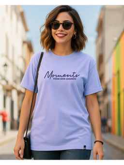 Bewakoof - Women Baby Lavender Moments Typography Boyfriend T-Shirt