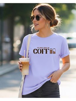 Bewakoof - Women Baby Lavender Coffee Mug Typography Boyfriend T-Shirt
