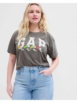 GAP - Grey Women Graphic Print Relaxed Fit Crew Neck T-Shirt