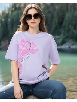 Bewakoof - Women Thistle Purple Ruthless Graphic Printed Oversized T-Shirt