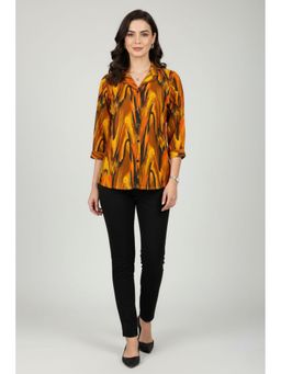 TAMISKA BY NARENDRA KUMAR - Multicolor Abstract Printed Shirt Style Top