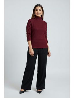 TAMISKA BY NARENDRA KUMAR - Meera Maroon Turtleneck Top