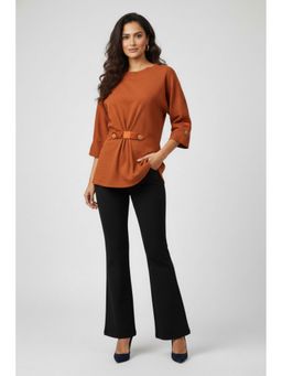 TAMISKA BY NARENDRA KUMAR - Rust Aline Hourglass Top