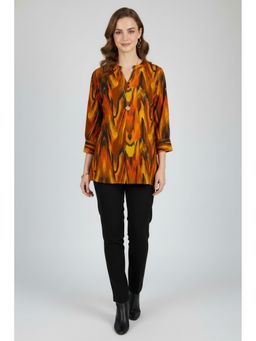 TAMISKA BY NARENDRA KUMAR - Multicolor Brushstroke Print Top