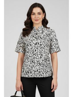 TAMISKA BY NARENDRA KUMAR - Black Monochrome Muse Top