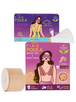 Pinq Polka - Premium Double Sided Invisible Fashion Tape & Disposable Breast Lift Tape Nude 51Pc