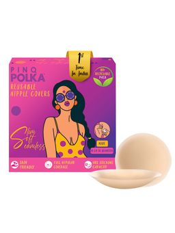 Pinq Polka - Reusable Nipple Covers for Women Pasties Ultra Thin Seamless Nude Colour Large