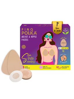 Pinq Polka - Breast Lift Tape Pasties and Nipple Pasties Boob Lift Invisible Dd-E Cups (Set of 16)