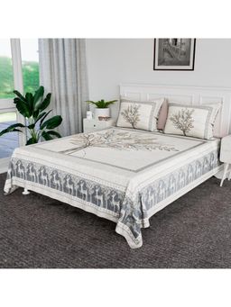 Kuber Industries - Double Bedsheets with 2 Pillow Covers Photo Frame Tree Blue