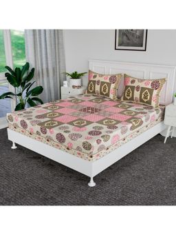 Kuber Industries - Double Bedsheets with 2 Pillow Covers Arabic Beauty Gola Purple