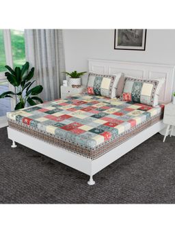 Kuber Industries - Double Bedsheet with 2 Pillow Covers Candy Flower Green & Yellow