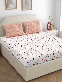 Home Ecstasy - 100% Cotton Double Bedsheet with 2 Pillow Covers Peach