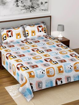Kuber Industries - Cotton Animal Print Double Bedsheet with 2 Pillow Covers Multicolor