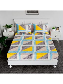 Kuber Industries - Cotton Triangular Double Bedsheet with 2 Pillow Covers Green