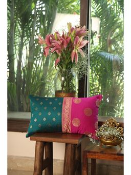 Revive Home - Indian Sari Silhouettes Cushion Cover Multi-Color (14x20 inches)