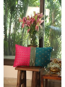 Revive Home - Indian Sari Silhouettes Cushion Cover Multi-Color (14x20 inches)