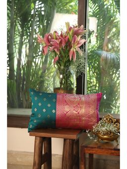 Revive Home - Indian Sari Silhouettes Cushion Cover Multi-Color (14x20 inches)
