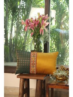Revive Home - Indian Sari Silhouettes Cushion Cover Multi-Color (14x20 inches)