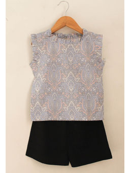 Woonie - Abstract Printed Top with Shorts - Blue (Set of 2)