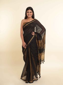 Suta - Black Stripes Cotton Blend Saree
