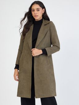 Femmella - Olive Suede Long Coat
