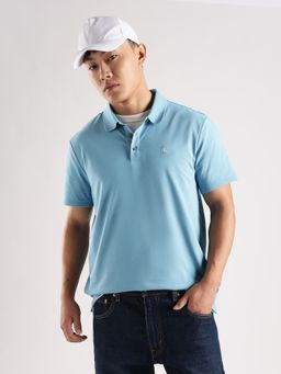 Calvin Klein - Blue Solid Regular Fit Cotton Polo T-Shirt