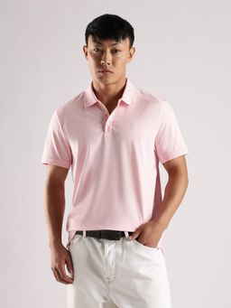 Calvin Klein - Pink Solid Regular Fit Cotton Polo T-Shirt