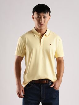 Calvin Klein - Yellow Solid Regular Fit Cotton Polo T-Shirt