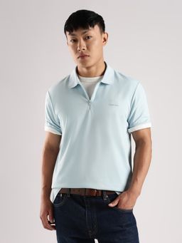 Calvin Klein - Blue Solid Regular Fit Cotton Polo T-Shirt