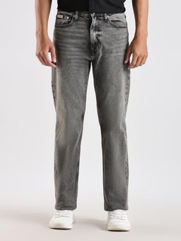 Calvin Klein - Light Wash Straight Fit Mid Rise Grey Jeans