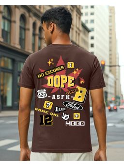 Bewakoof - Men's Chocolate Brown Dope Typography T-shirt