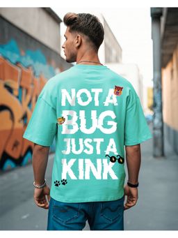 Bewakoof - Heavy Duty 1.0 Men's Pool Blue Glitched Graphic Printed Oversized T-shirt