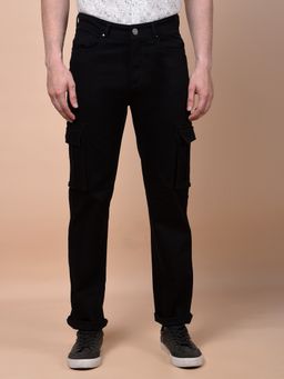 CRIMSOUNE CLUB - Men's Black Straight Cargo Jeans