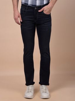 CRIMSOUNE CLUB - Men's Navy Blue Straight Jeans
