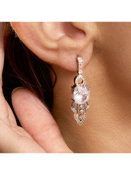 Anoree - Elara White Crystal Bloom Drop Earrings