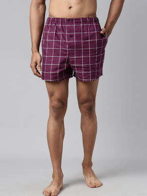 RARE RABBIT Shorts : Buy RARE RABBIT Maroon Checked Shorts Online ...