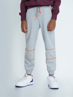 mackly - Boys Grey Melange Printed Track Pant