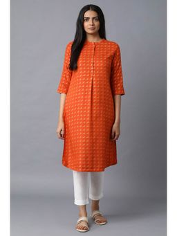 W - Orange Printed Kurta