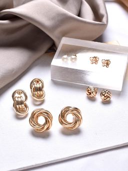 Joker and Witch - Joker & Witch Pretzel Gold Stud Earring Set (Set of 6)