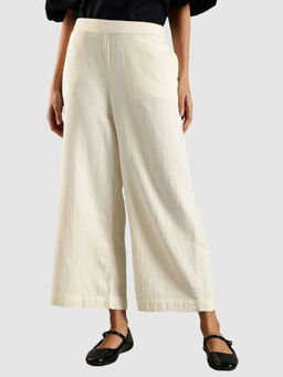 Tommy Hilfiger - Wide Leg Solid Mid Rise Off-White Trouser