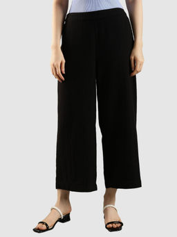 Tommy Hilfiger - Wide Leg Solid Mid Rise Black Trouser