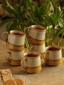 ExclusiveLane - Silver Gold Dusk Tea & Coffee Cups Dual-Glazed Studio Pottery In Ceramic (Set Of 6)