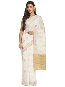 Fabindia - Off White Butta Cotton Silk Sari