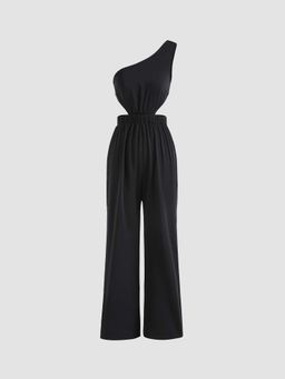 Cider - Solid One Shoulder Jumpsuit